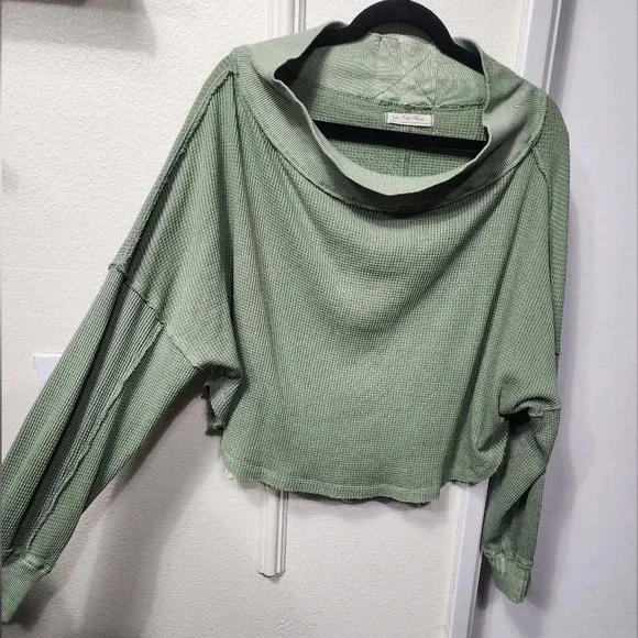 Free People WE THE FREE Women's Close To You Waffle Knit Top Sz XS Boho Festival - Picture 4 of 8